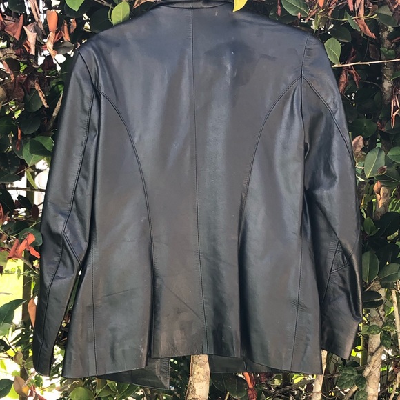 Leather Blazer. Black. Size Small - Picture 3 of 3